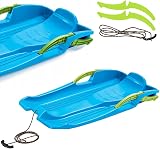 molti Steering Sledge Bob Snow Glider with Brakes Pull Rope 80cm Blue view 6