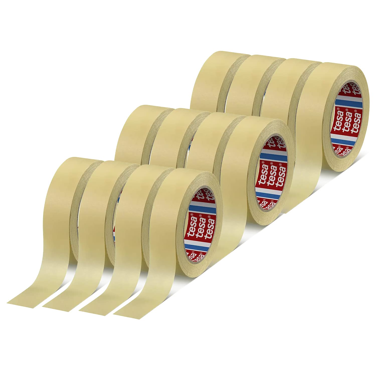 tesa 4323 Indoor Masking tape for painting and decorating - 3 Day residue free removal, 50 m x 25mm - 12 rolls