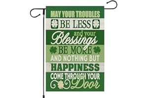 CROWNED BEAUTY St Patricks Day Blessing Garden Flag 12x18 Inch Double Sided for Outside Small Burlap Green Shamrock Holiday Yard Flag