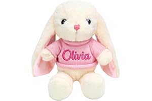 OELTTG Personalized Bunny with Name - Easter Basket Stuffers, Unique Easter Gift, 9 Outfit Colors