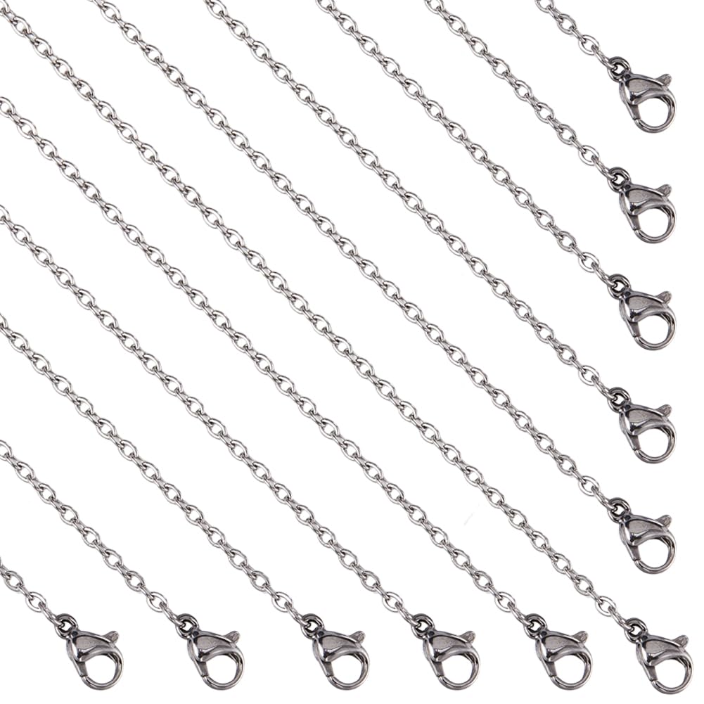 SUNNYCLUE 20 PACK 24 Inch/ 0.6m 2mm 304 Stainless Steel Necklace Chains Bulk Silver Necklaces Making Chain Metal Lobster Claw Cable Chains Necklaces for jewellery Making Supplies Women Adult Diy Craft