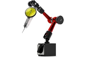 Dial Indicator with Magnetic Base, 0-0.8mm/0.01mm Dial Test Indicator & 176 lbs Magnetic Base Stand Set with 2X Steel Dovetai