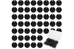 Fesorsi 50 Pack Aluminum Blank Tags, Round Metal Anodized Dog Tags Blank with Hole, Black Metal Stamping Blanks Pet ID Tag Discs Engraved Keychain for Laser Engraving, Stamping, Jewelry Making Crafts