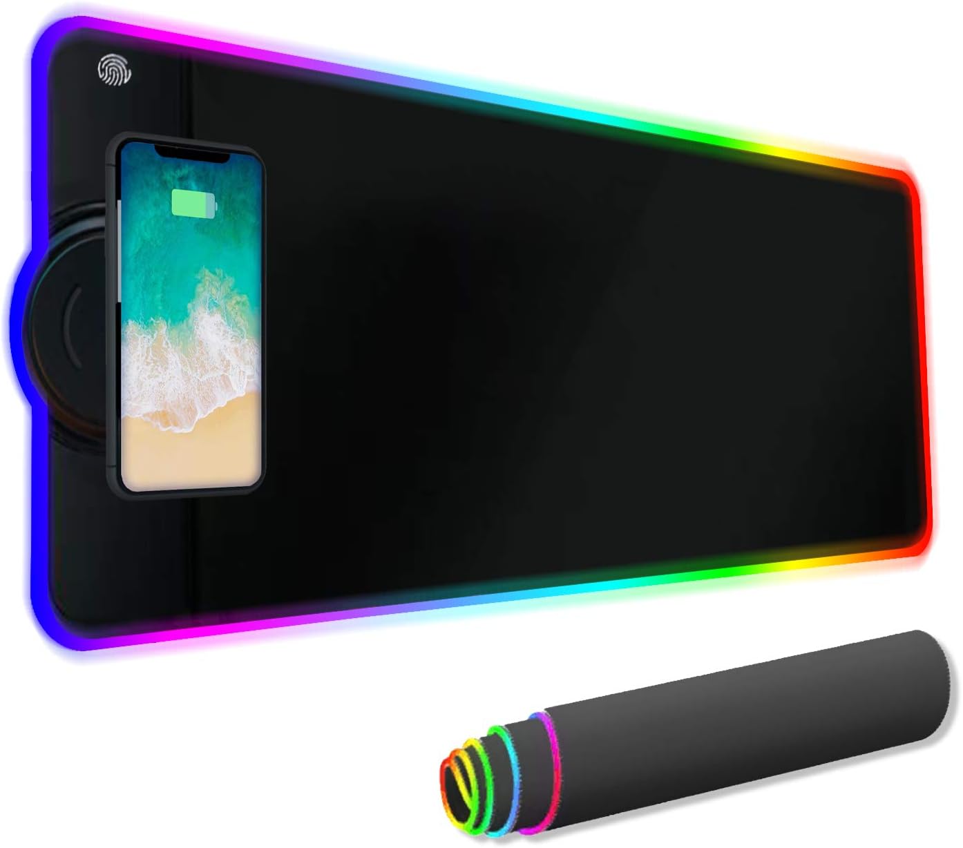 YIMISHCZ 10W Wireless Charger Extended Large Gaming RGB Mouse Pad （31.5 x 12 inches） Non-Slip Rubber Base 10 Lighting Modes 4mm Ultra Thick for Office and Home Wireless Charging Mobile Phone Devices: Computers & Accessories