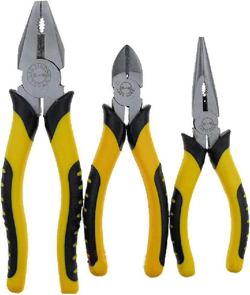 3pcs Wire Cutter Tool Set Kit 8-inch 6-inch Cutting Plier Hand Tools Cable Diagonal Long Nose Pliers