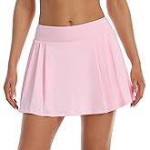 HOKOYI Women's Athletic Pleated Tennis Golf Skirt with Pockets Workout Running Sports Skort with Shorts