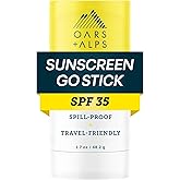 Oars + Alps Clear Face Sunscreen Stick, SPF 35 Travel Sunscreen Roll On for Face & Body, SPF Stick with Vitamin E & Antioxidants, Water & Sweat Resistant, All Skin Types, Moisturizing, 1.7oz, 1pk