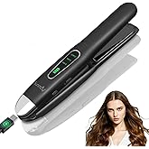 SUNMAY Cordless Hair Straightener, 0.85 Inch Titanium Portable Hair Straightener for Travel, Cordless Mini Flat Iron Hair Straighteners and Curlers 2 in 1, Dual Voltage, On-The-Go & 20S Fast Heat Up