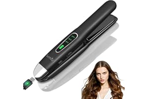 SUNMAY Cordless Hair Straightener, 0.85 Inch Titanium Portable Hair Straightener for Travel, Cordless Mini Flat Iron Hair Straighteners and Curlers 2 in 1, Dual Voltage, On-The-Go & 20S Fast Heat Up