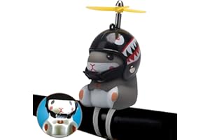 wonuu Duck Bike Bell with Light and Helmet Cute Hamster Bicycle Horn, Dashboard Decoration Hamster Motorcycle Bike Bells Rubber Duck Car Dashboard Decorations