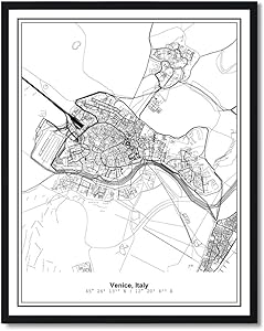 Susie Arts 11X14 Unframed Venice Italy Metropolitan City View Abstract Street Map Art Print Poster Wall Decor V304
