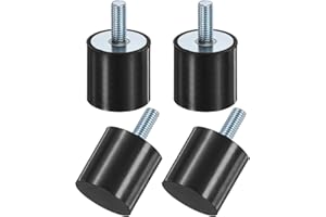 M METERXITY 4-Pack Rubber Mounts D40mmxH40mm Male Vibration Isolators Cylindrical Shock Absorber W M10 x 25mm Studs for Air Compressor/Car/Pump/Boat/Garage Motor/Bobbins Rubber Isolators