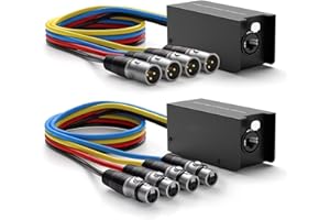 RUIPUO Multi Network Snake Receiver Over Ethercon Cable, Digital Audio Snake Extender for Stage Lighting and Recording Studio Compatible Cat5e/Cat6/Cat7 Ethercon Cabler (3.3 FT XLR Cable 1Pair)