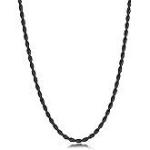 Fiusem 18K Gold Plated Rope Chain for Men, 18K Gold Plated/Black Chain Necklace, Stainless Steel Necklace for Men and Women, Valentine's Day Jewelry Gifts