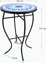 VONLUCE Mosaic Side Table 53.5cm Indoor Outdoor Accent Table Blue Mandala view 3