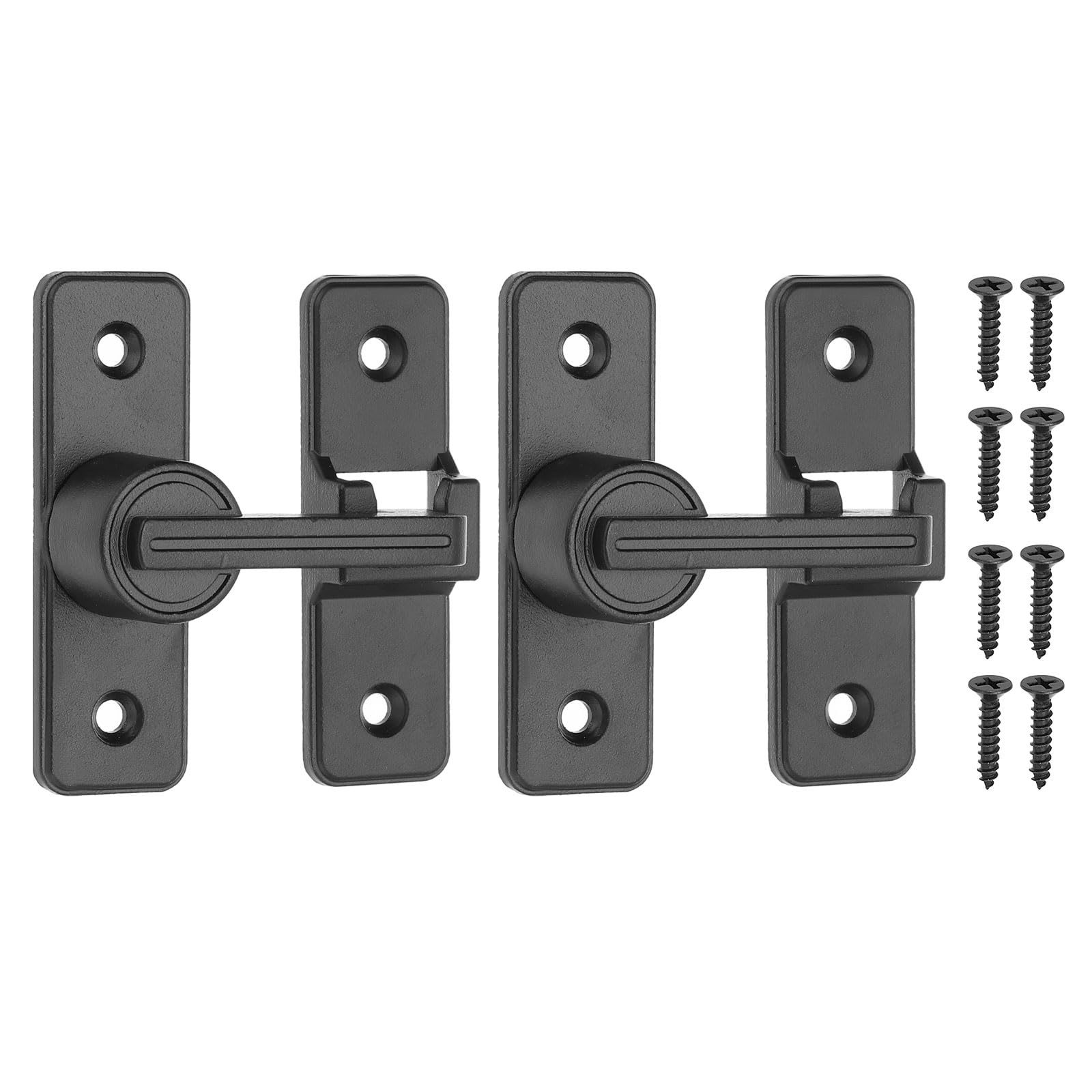 PATIKIL 180 Degree Barn Door Lock, 2 Pack Flip Latches Zinc Alloy Safety Sliding Door Bolt Latch Lock for Garage Bathroom Sliding Swing Open Door, Black