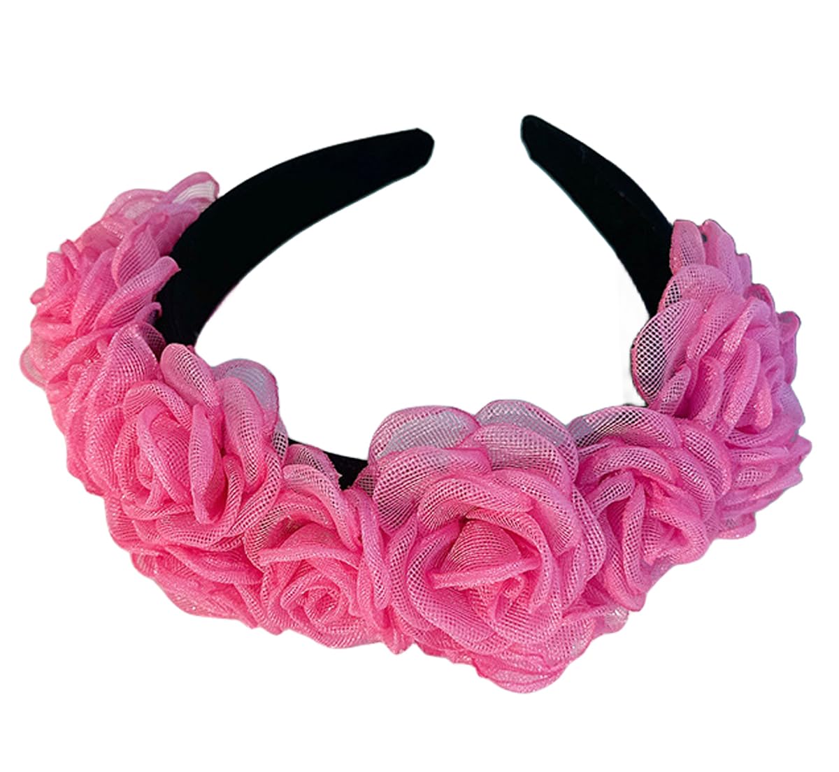 Flower Headband Boho Hair Accessories - Floral Crown Rose Head Bands Wreath Hairband Cosplay Wedding Party Festival Headpiece Rose 16121 — image 1