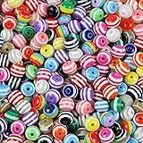 HYBEADS 100pcs 8mm Striped Resin Bubblegum Chunky Beads Necklace Beading Supplies