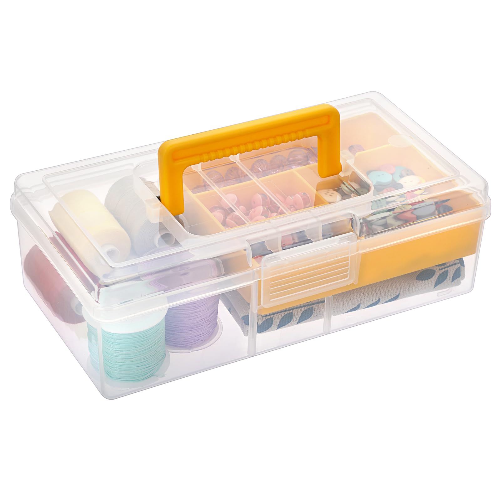 IGNPION Clear Craft Stackable Storage Box with Storage Tray Plastic 5-compartment Mulit Purpose Storage Container for Storing&Organising, Arts Crafts, Stationery, Sewing, Tackle, Nail Art, Medicines — image 1