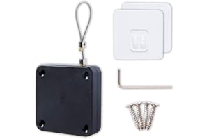 ACSONWIN Punch-Free Automatic Sensor Door Closer, Residential Sliding Screen Door Closer, Commercial Multifunctional Door Closer, Auto Door Closer with Steel Drawstring for Bedroom/Storm/Home (1 Pack Black)