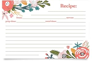 Jot & Mark Floral Recipe Cards 4x6 | Double Sided Thick Cardstock, 50 Count (Garden Floral)