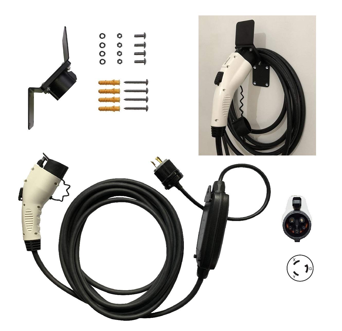 EV Charger Level 2 PHEV EVSE 100V240V 16A 25ft 7.62 Meters Cord SAE