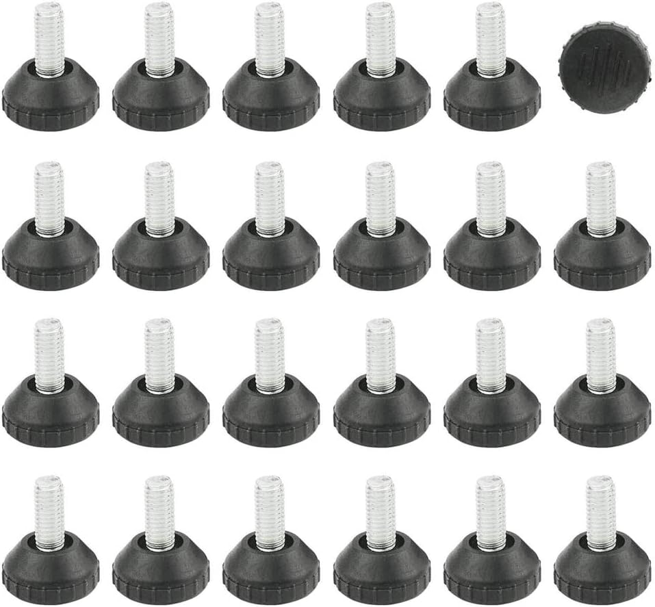24 PCS Screw On Furniture Glide Leveling Foot M8 Adjustable Diameter 1 inch / 25 mm for Furniture Legs
