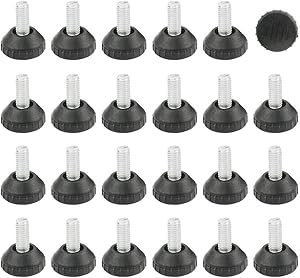24 PCS Screw On Furniture Glide Leveling Foot M8 Adjustable Diameter 1 inch / 25 mm for Furniture Legs