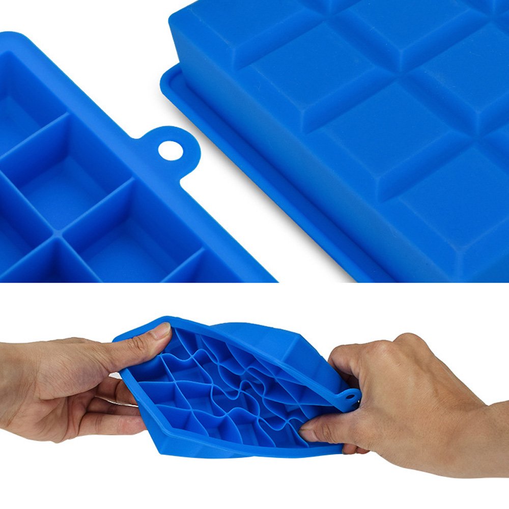 Ice Cube Trays,Guardians 24 Cube Food Grade Silicone Ice Tray Molds Easy Release Ice Jelly Pudding Maker Mold (Blue-2 Pack)