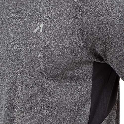 Alive Men's Tee Shirt Active Quick Dry Workout Short Sleeve Shirts (Medium, Obsidian Heather) - Thumbnail 4