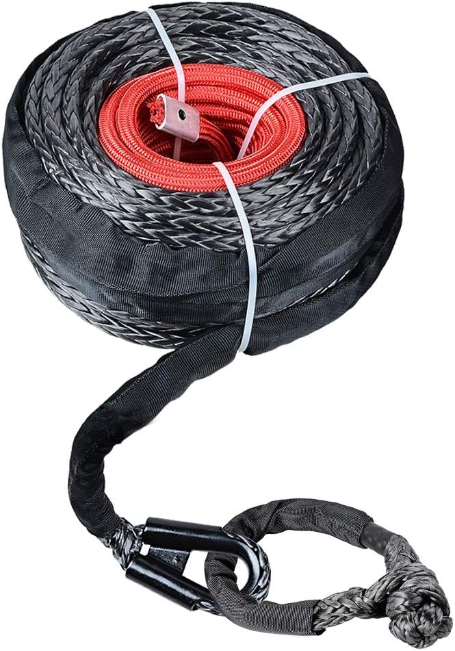 AMOPA 95 feet x 3/8 inch Black Synthetic Winch
