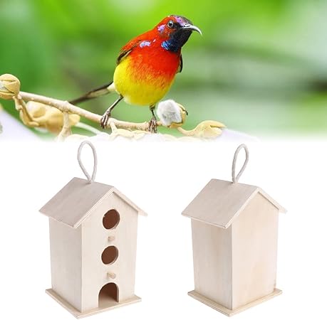 Amazon Com Hukai Bird Feeder Outdoor Feeding Hanging Wooden