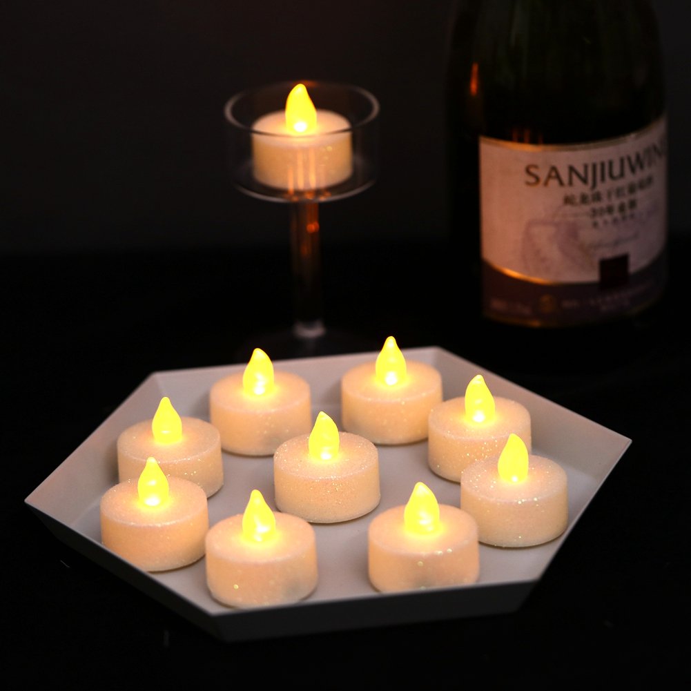 Votive Tealight Candle Gold Glitter Decorations Wedding Centrepiece Battery Operated Led