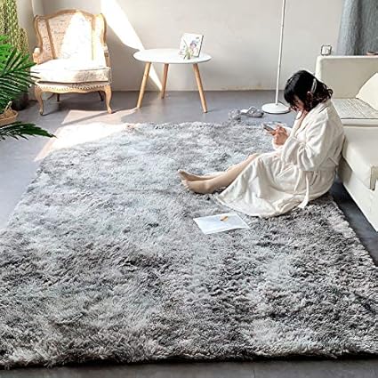 Tapis Duveteux Peluche Tapis Décor De Salon Polyester Ultra