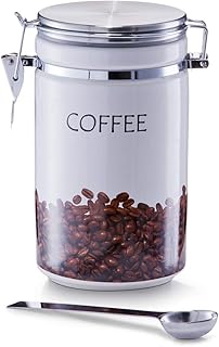 Zeller 19814 Kaffeedose, mit Löffel, Steingut/Edelstahl, ca. 10,5 x 10,5 x 19 cm
