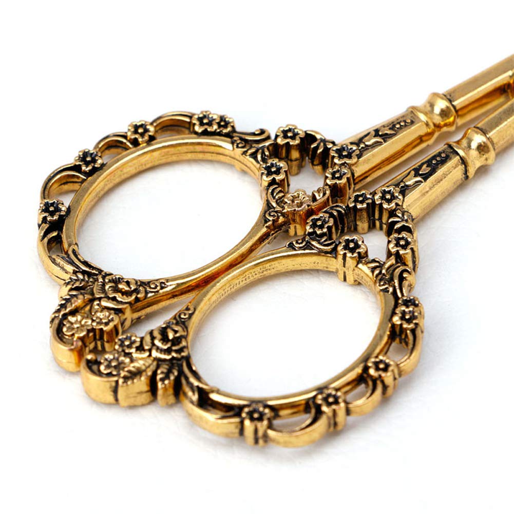 Professional Manicure Scissors, EBANKU Vintage Stainless Steel Cuticle Precision Beauty Grooming for Nail, Facial Hair, Eyebrow, Eyelash, Nose Hair (Gold): Beauty