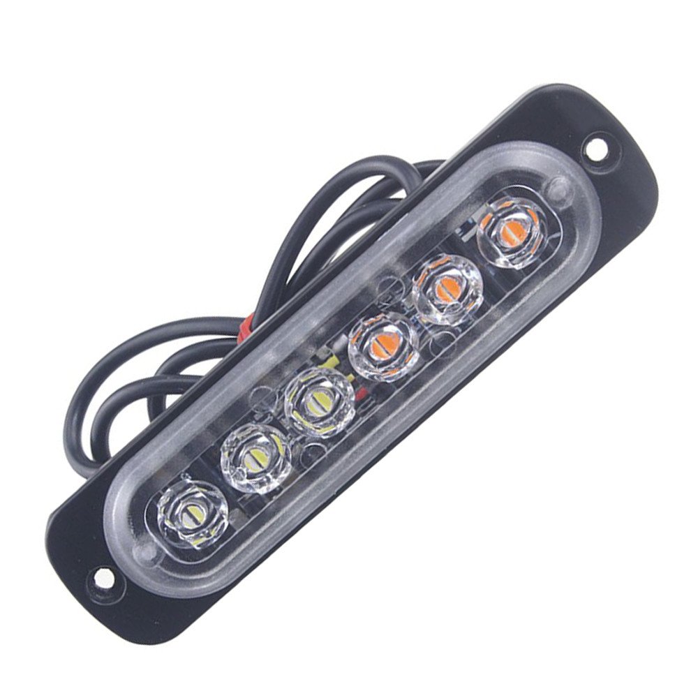 Luce Stroboscopica LED 12V/24V, 6 Sezioni Ambra - Per Auto, Camion, Emergenza, 19 Modalità Lampeggio