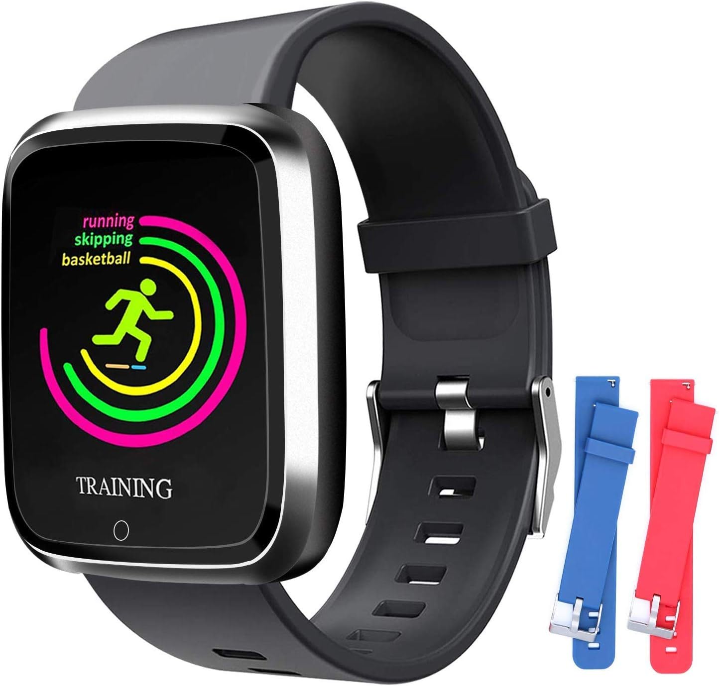 Smart Watch, Smartwatch with SMS/Caller ID, IP67 Waterproof Smart Watch for Men/Women/Kids, Fitness Tracker Step/Calorie Counter, Heart Rate/BP/Blood Oxygen/Sleep Monitor, Compatible with iOS/Android