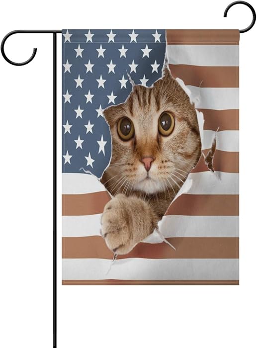 BlueViper British Cat Paper USA Flag Garden Flag Banner 12 x 18 Inch Decorative Garden Flag for Outdoor Lawn and Garden Home Décor Double-Sided