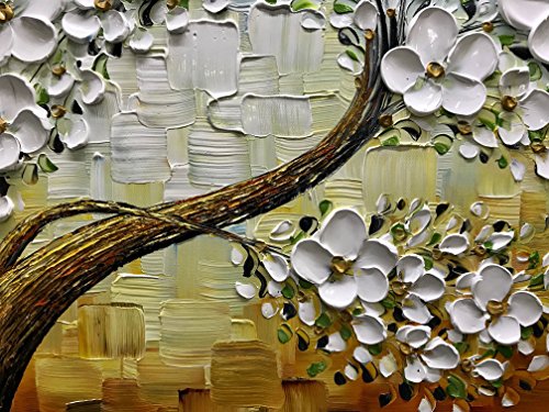 V-inspire Art, 24X48 Inch Oil Paintings on Canvas White Mapple Tree Flowers Art 100% Hand-Painted Abstract Artwork Floral Wall Art For livingroom Bedroom Dinning Room Decorative Pictures Home Decor