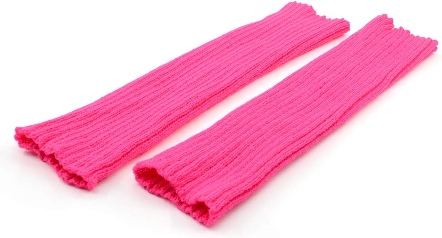 Leg Warmers for Women Girls 80s Ribbed Leg Warmer for Neon Party Knitted Fall Winter Sports Socks Red: Clothing