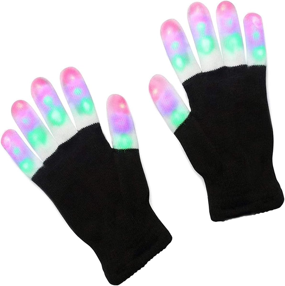 Lychee LED Gloves, Light Up Gloves Finger Lights 6 Modes 3 Color LED