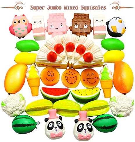 JUMBO MIXED SQUISHIES in Super Value Package:Random 8 Pcs Jumbo Slow Rising Squishies Soft Squeeze Squishy Toys or Stress Balls