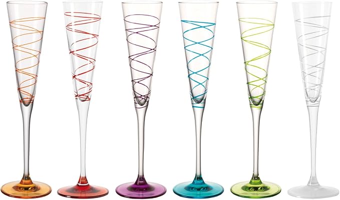 Lot de 6 flûtes à champagne Arya - Doré - 21 cl