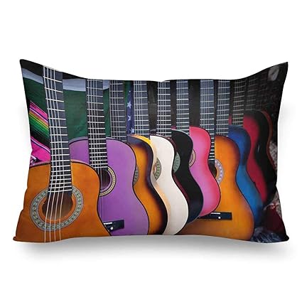 Amazon Com Biprdwm Colorful Guitar Music Note Musical Pillow