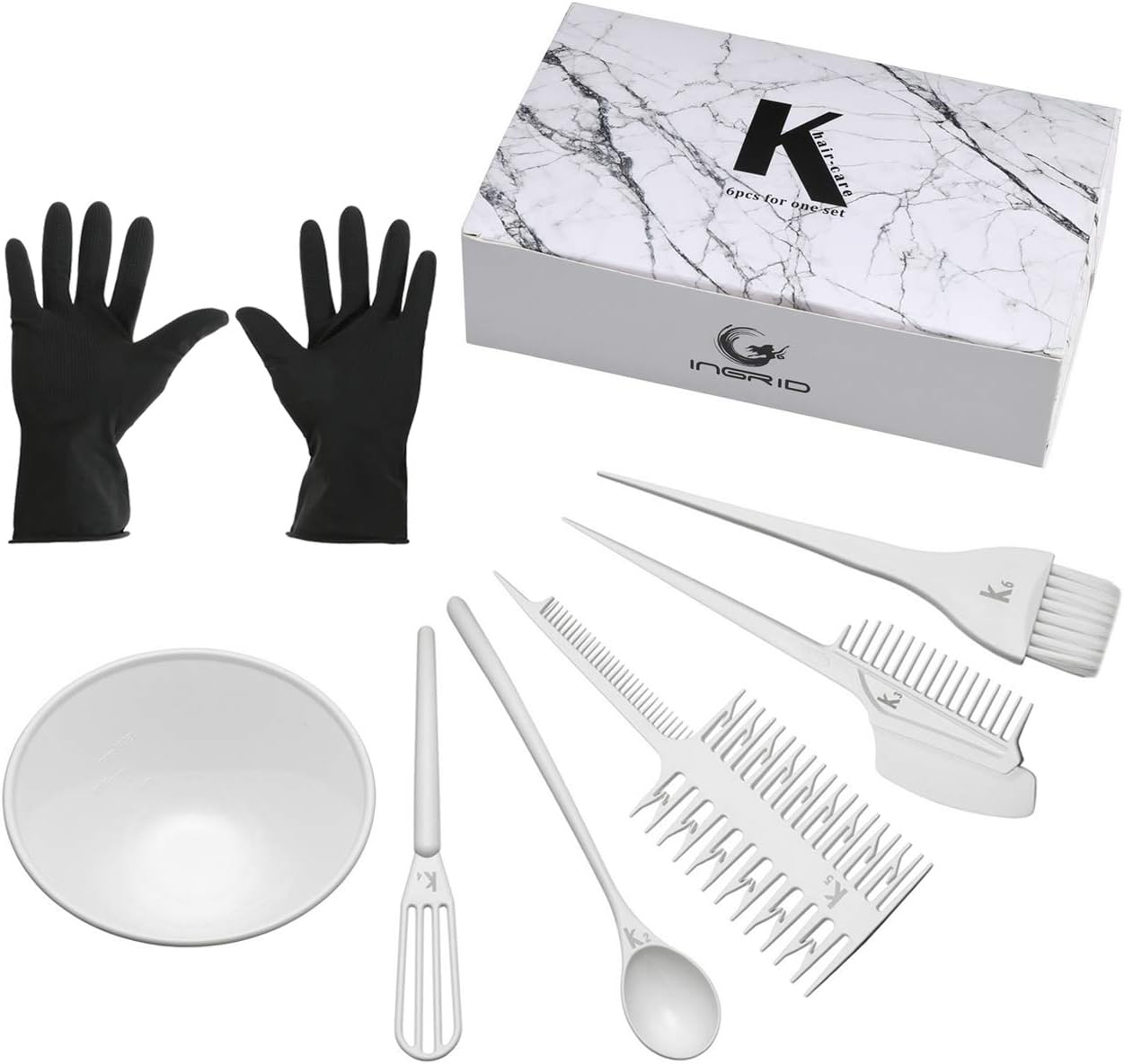 CHIC DIARY Hair Dye Set Professional Salon Hair Coloring Kit DIY Hair Tint Tools Mixing Brush Comb Bowl 6 Piece set (#01)