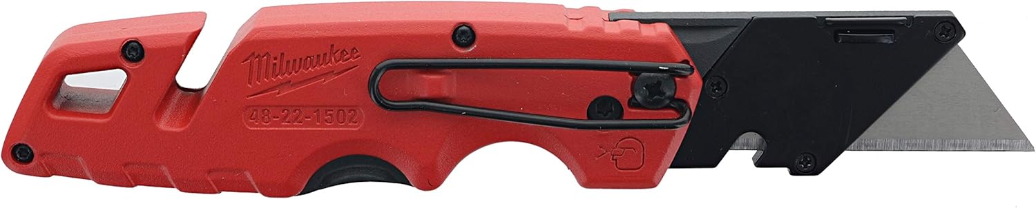 Milwaukee 48-22-1502 Fastback Folding Utility Knife with 5 Blade Storage, Wire Stripping Compartment, and Gut Hook - - 