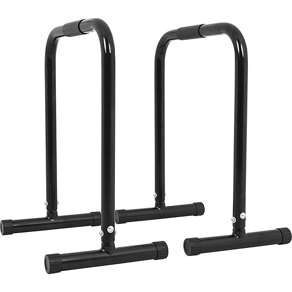 GORILLA SPORTS® Dip Barren 2er Set Schwarz - Push Up Stand Bar bis 200 kg belastbar