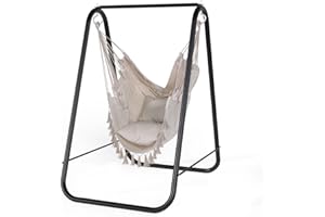 NBYTLT Hammock Chair Stand, Heavy-Duty Metal Frame Swing Chair, Hanging Hammock Swing for Patio, Garden, Yard, Chair Include