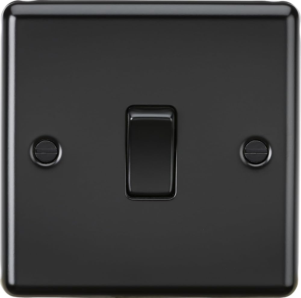 Knightsbridge 10AX 1 Gang 2 Way Plate Switch - Matt Black Steel Modern Design